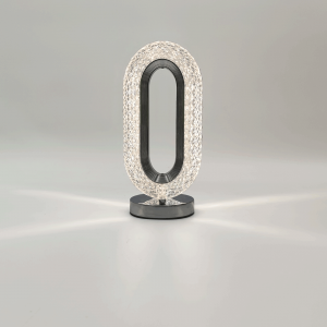Oval Modern LED Desk Lamp Flat Ring Shape in Silver