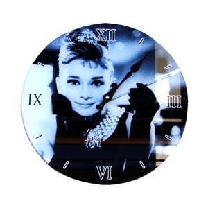 Glass Wall Clock Audrey Hepburn